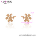 97401 xuping moda simples forma de floco de neve rosa de ouro da cor do parafuso prisioneiro brincos